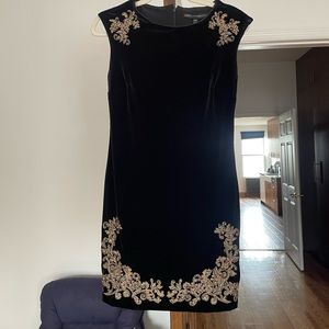 White & Black Short Suede cocktail dress with silver sequin.